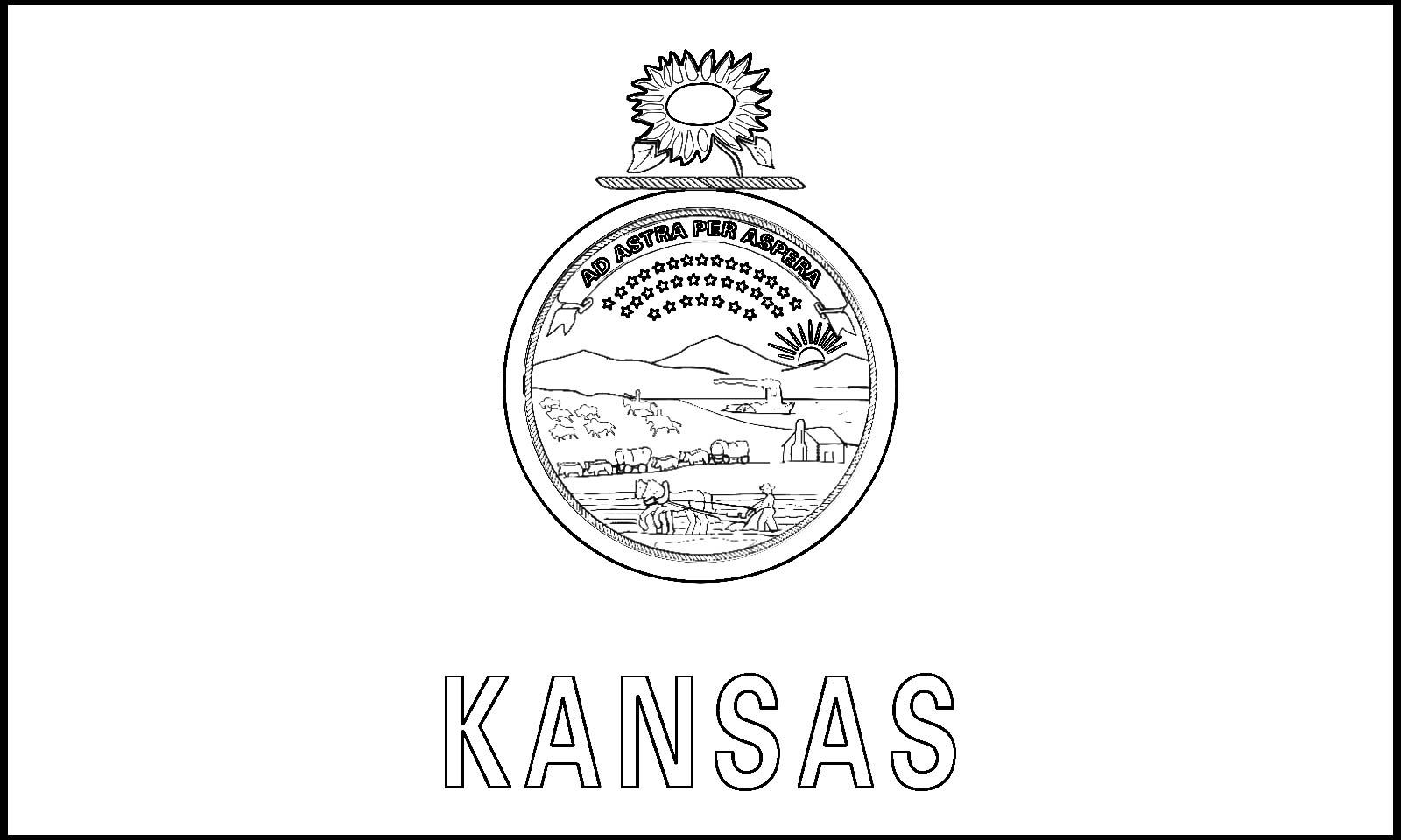 Download Kansas State Flag Line Drawings JPG